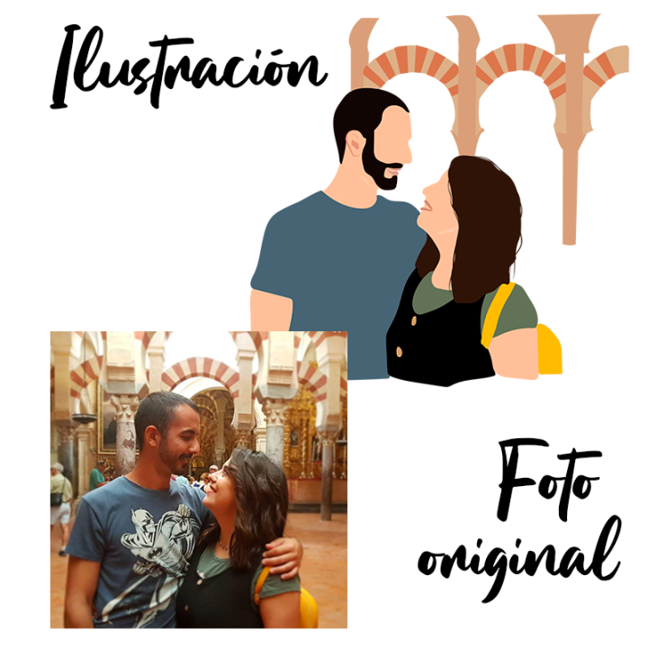 ILUSTRACIÓN DE PAREJA CON TACO DE MADERA