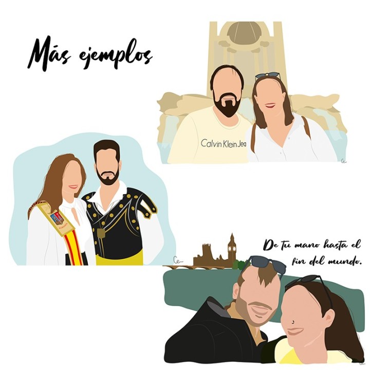 ILUSTRACIÓN DE PAREJA CON TACO DE MADERA
