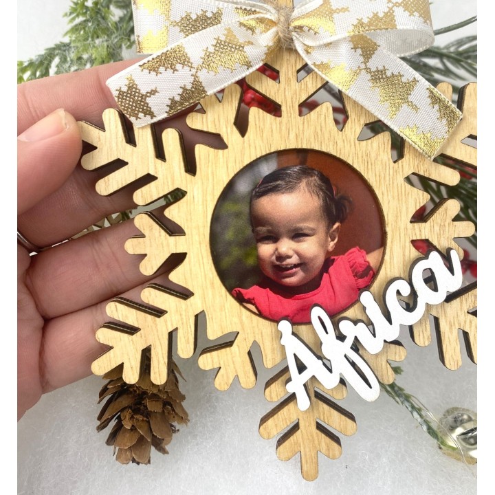 ADORNO NAVIDAD CON FOTO Y NOMBRE