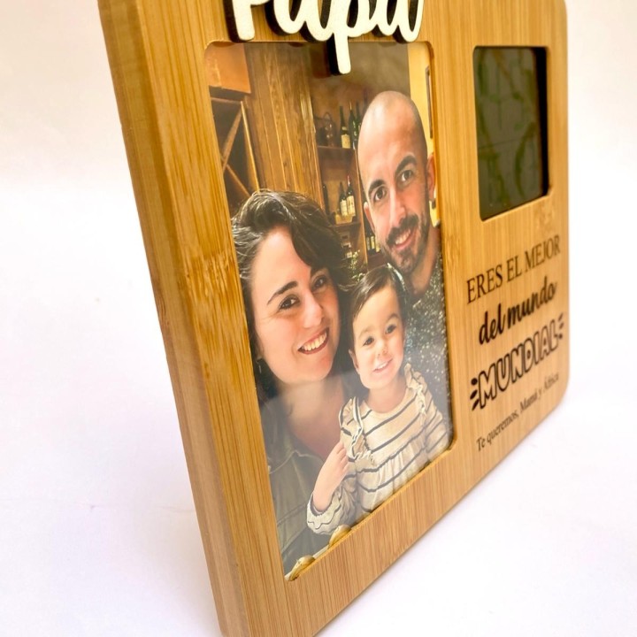 RELOJ PORTAFOTO MADERA