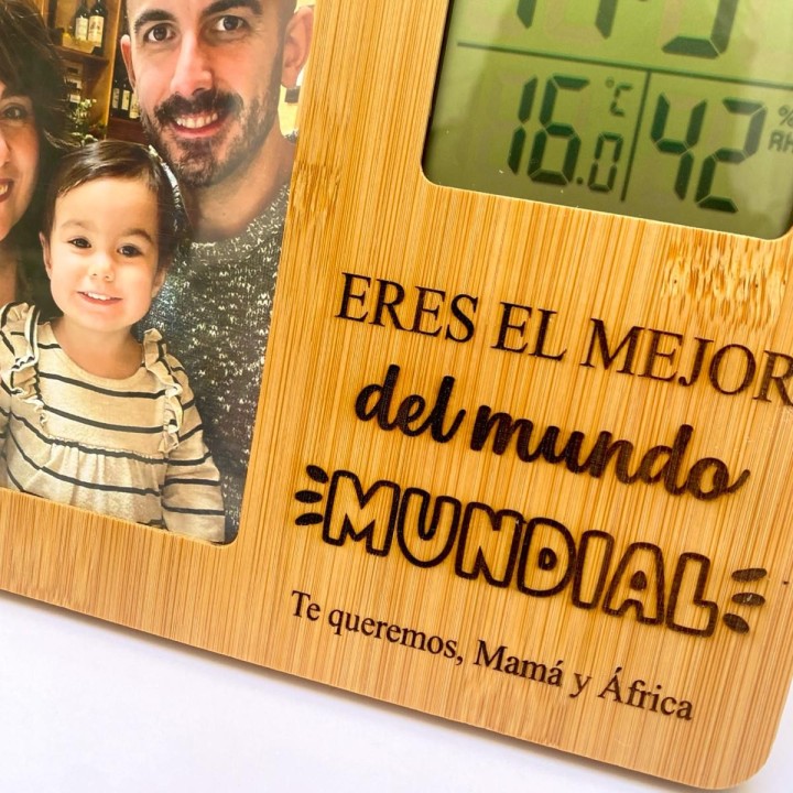 RELOJ PORTAFOTO MADERA