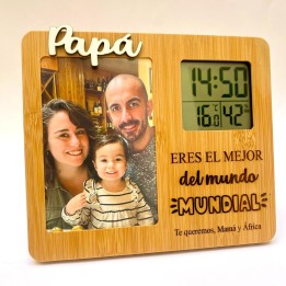 RELOJ PORTAFOTO MADERA